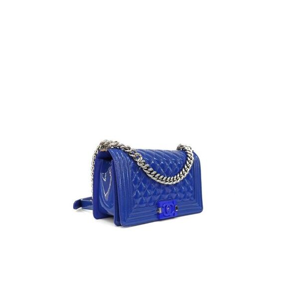 CHANEL Medium Blue Patent Boy Bag C-A23452 - Picture 2 of 10